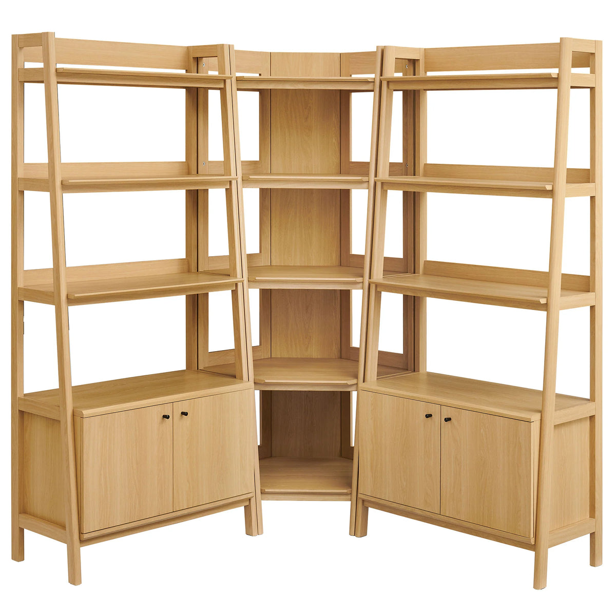 Bixby 3-Piece Corner Bookshelf Set with Wide Bookshelves