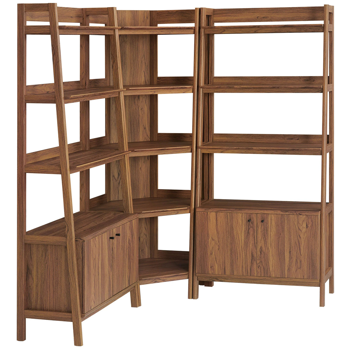 Bixby 3-Piece Corner Bookshelf Set with Wide Bookshelves