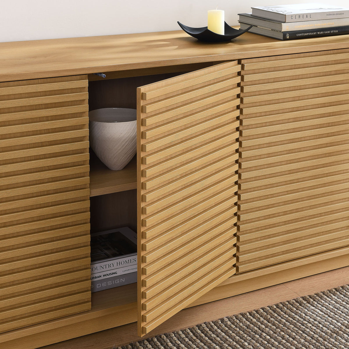 Render 4-Door Fluted Sideboard Cabinet TV Stand