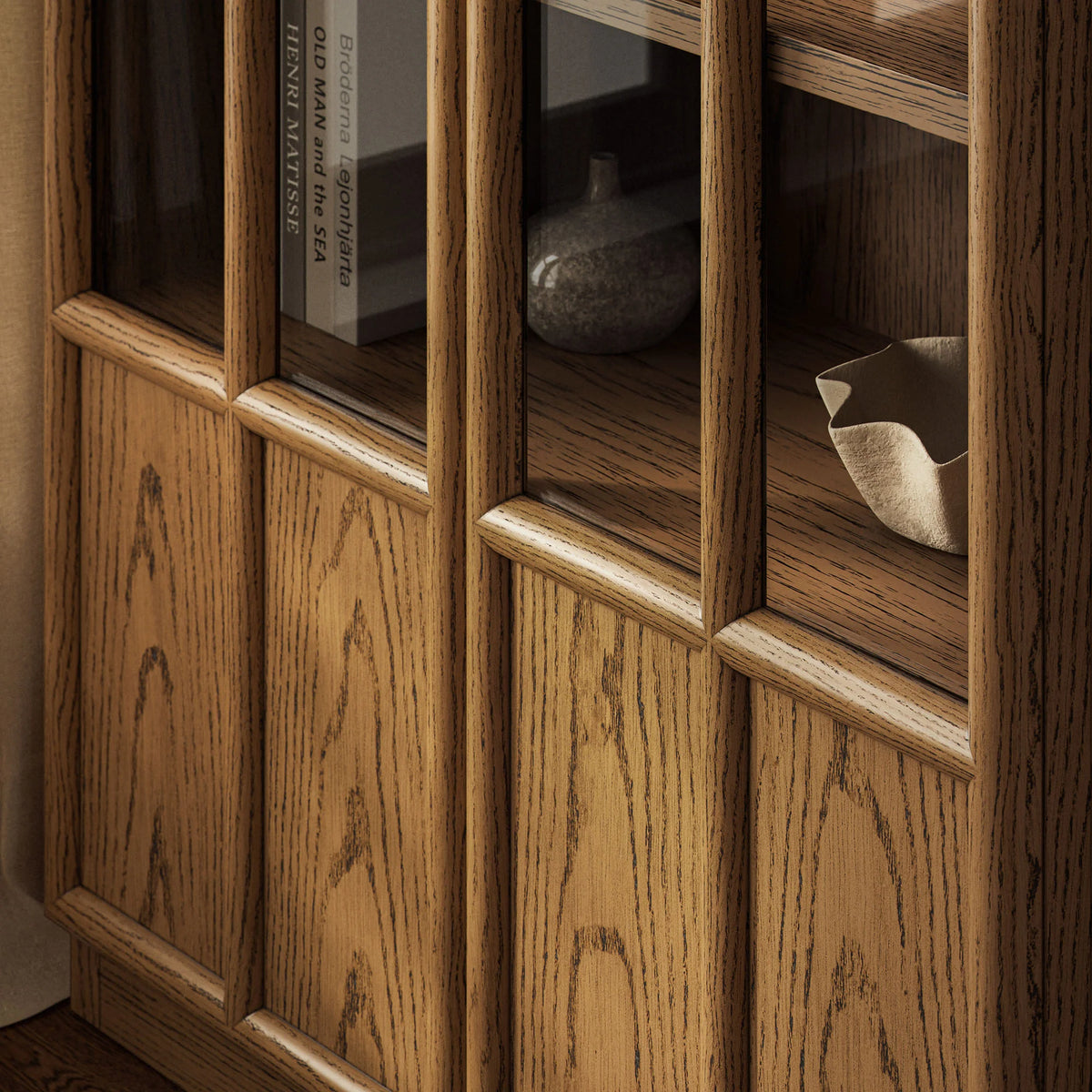 Anwen Solid Wood and Glass Display Cabinet