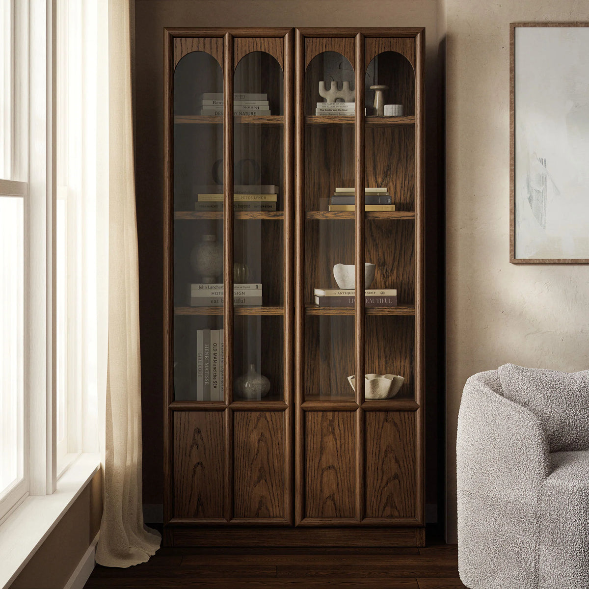 Anwen Solid Wood and Glass Display Cabinet