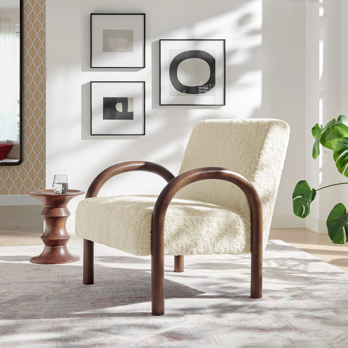 Lunet Faux Shearling Accent Armchair