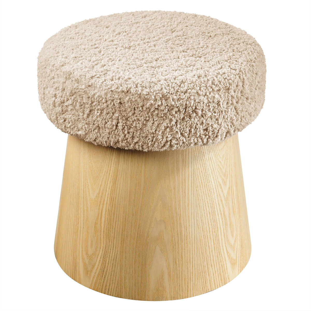 Ketra Round Faux Shearling Ottoman Footstool