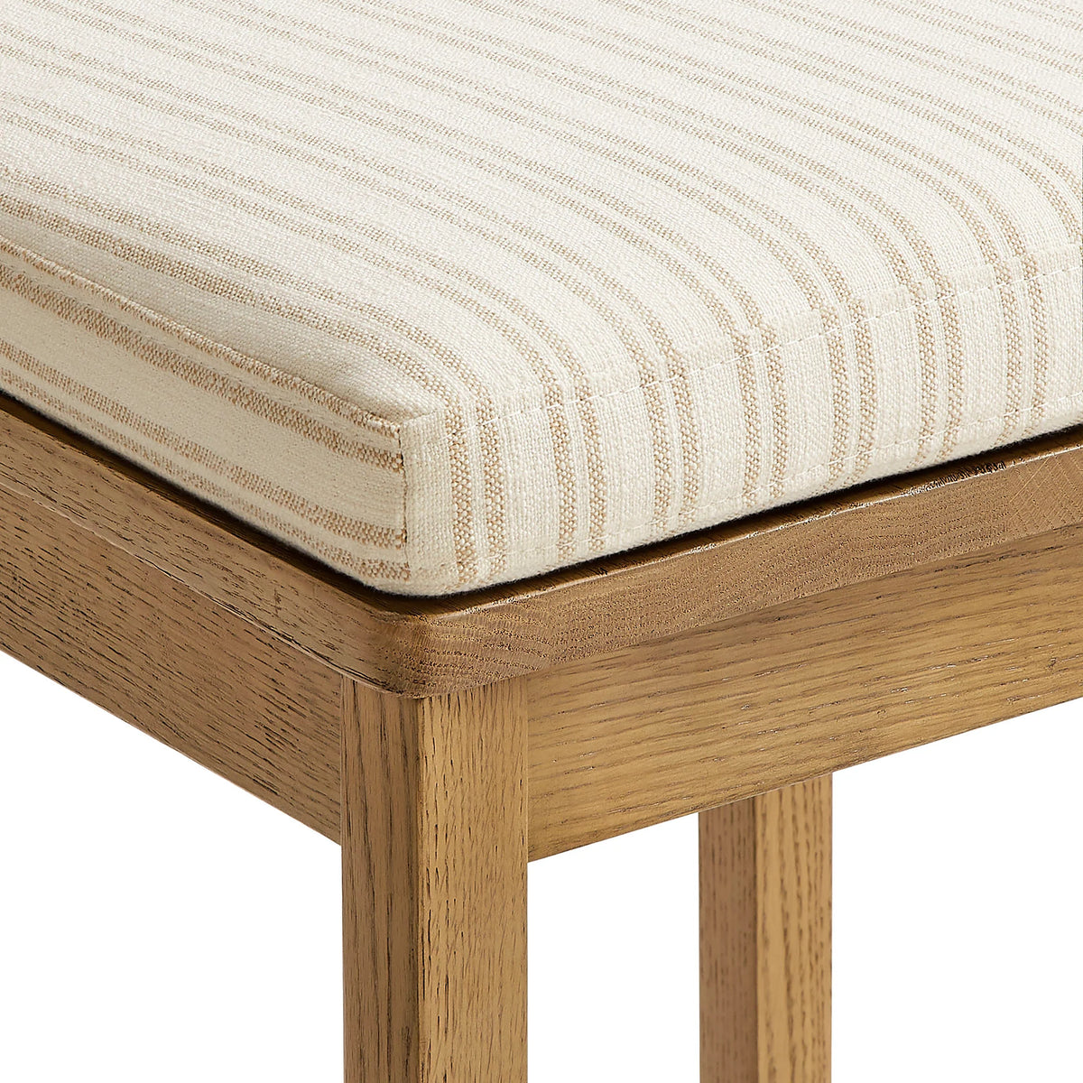 Jax Oak Wood Bar Stool With Wavy Razor Back and Cushion