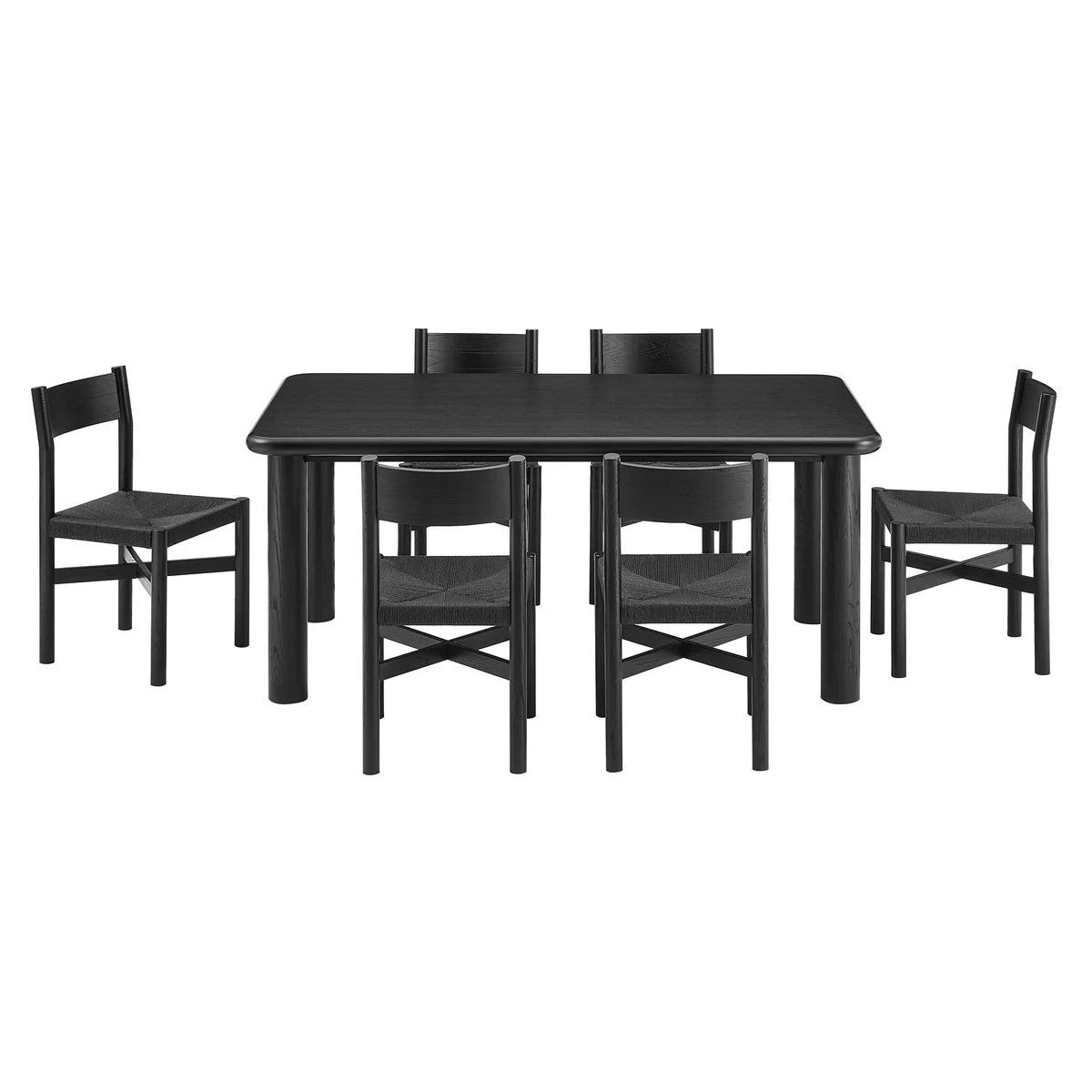 Alvia 7βPiece Oak Wood Dining Table and Chairs Set