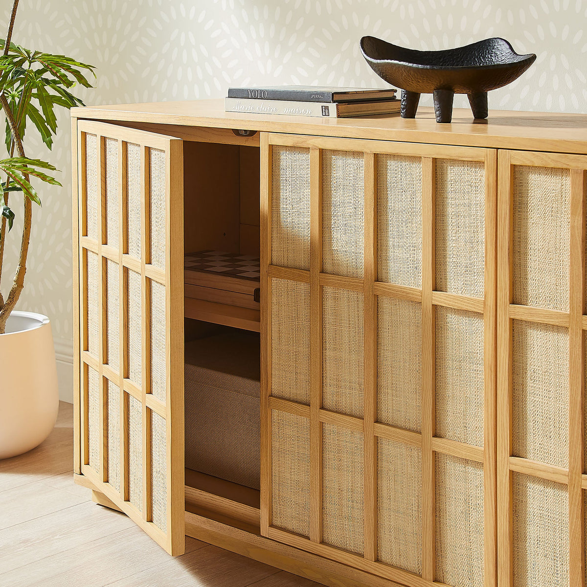 Aiko 76 Inch Japandi Sideboard in Light Oak