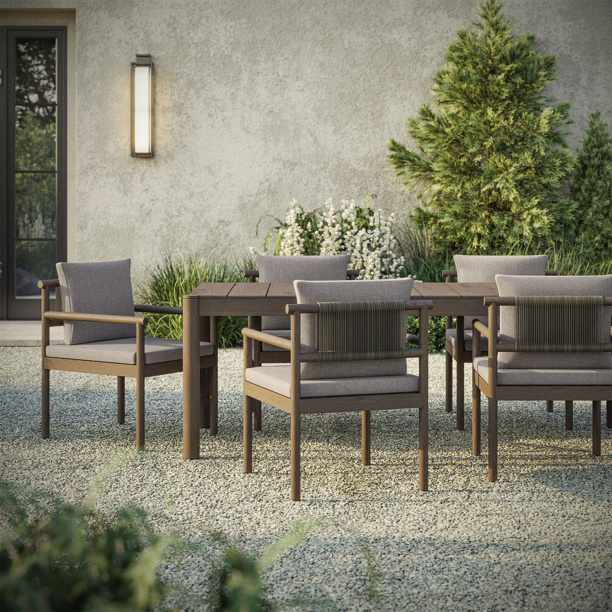 Eleni 7 Piece Outdoor Patio Teak Wood Dining Set