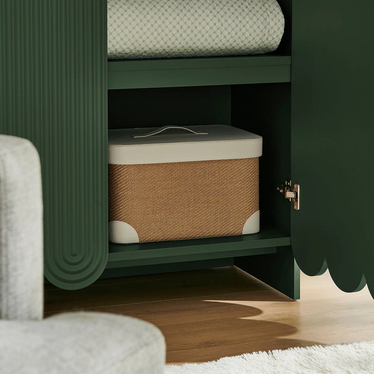 Dahlia 78 Inch Fluted and Scalloped Arched Storage Cabinet