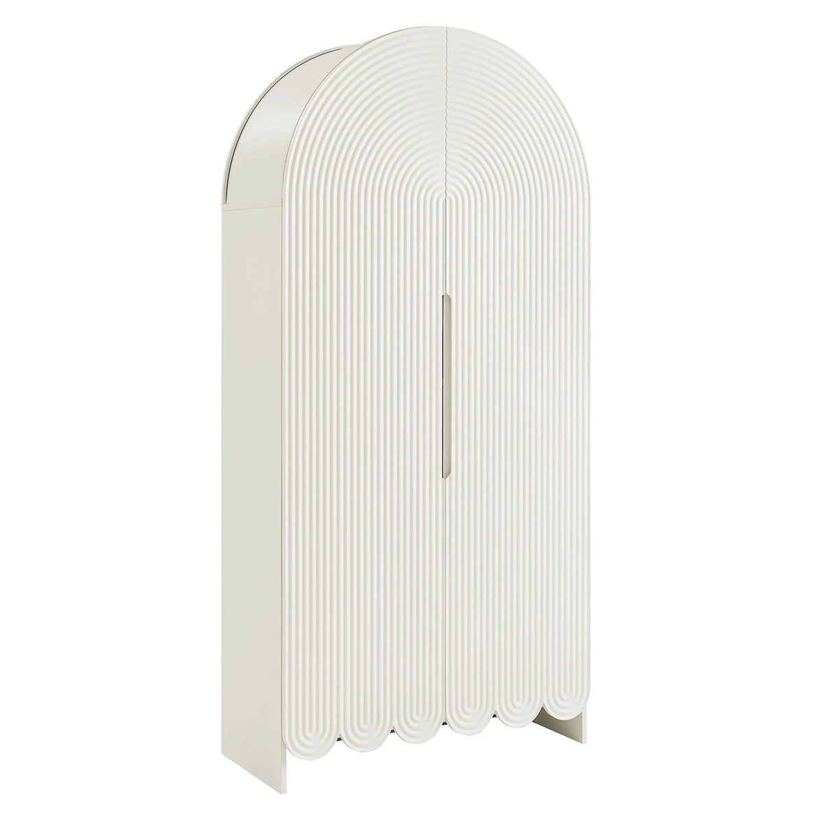 Dahlia 78 Inch Fluted and Scalloped Arched Storage Cabinet