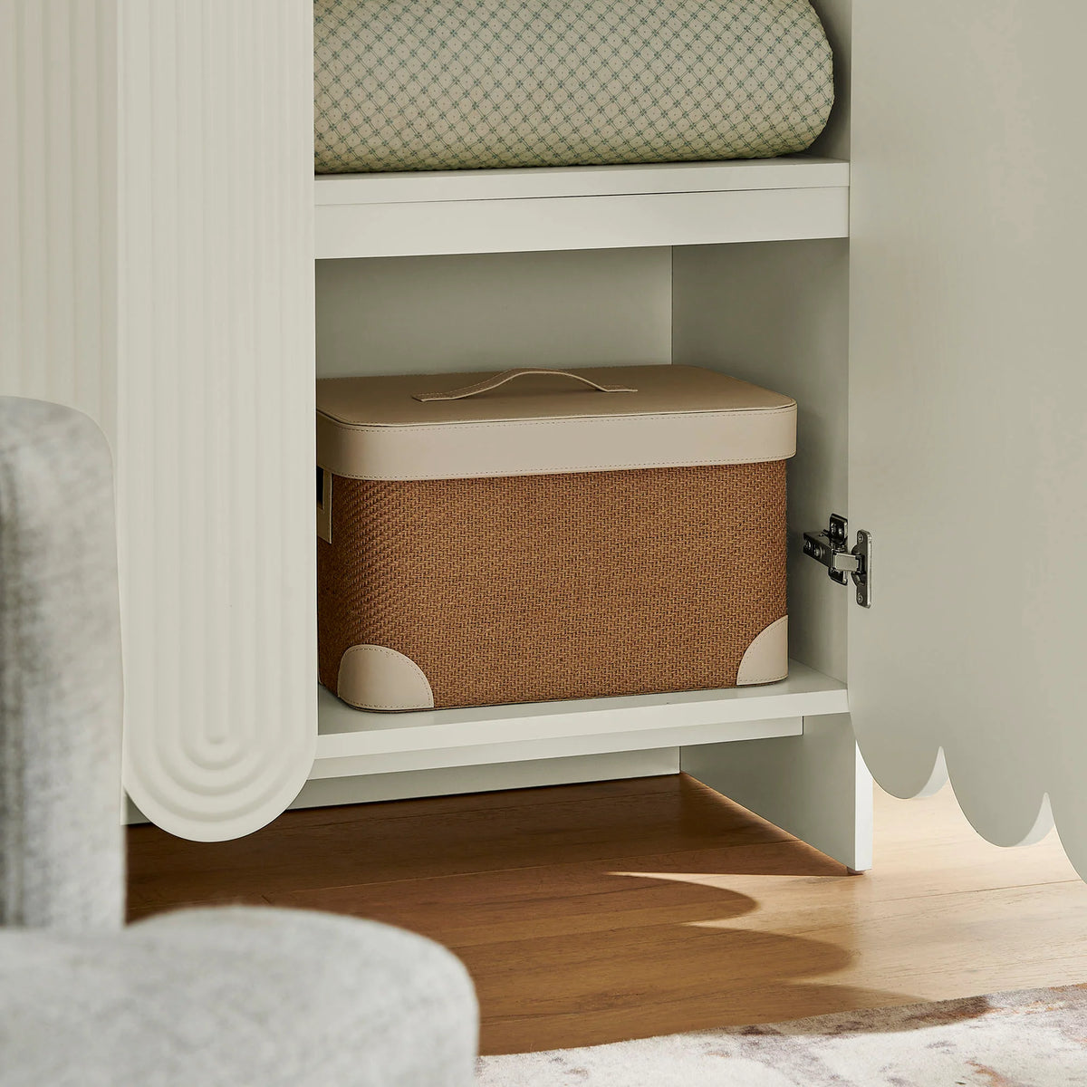 Dahlia 78 Inch Fluted and Scalloped Arched Storage Cabinet