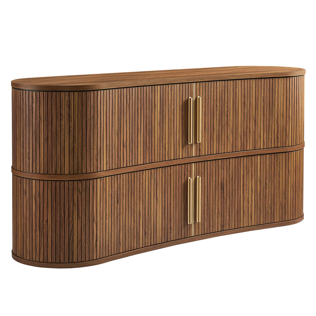 Radcliffe 63" Curved Fluted Sideboard Buffet Cabinet in Walnut