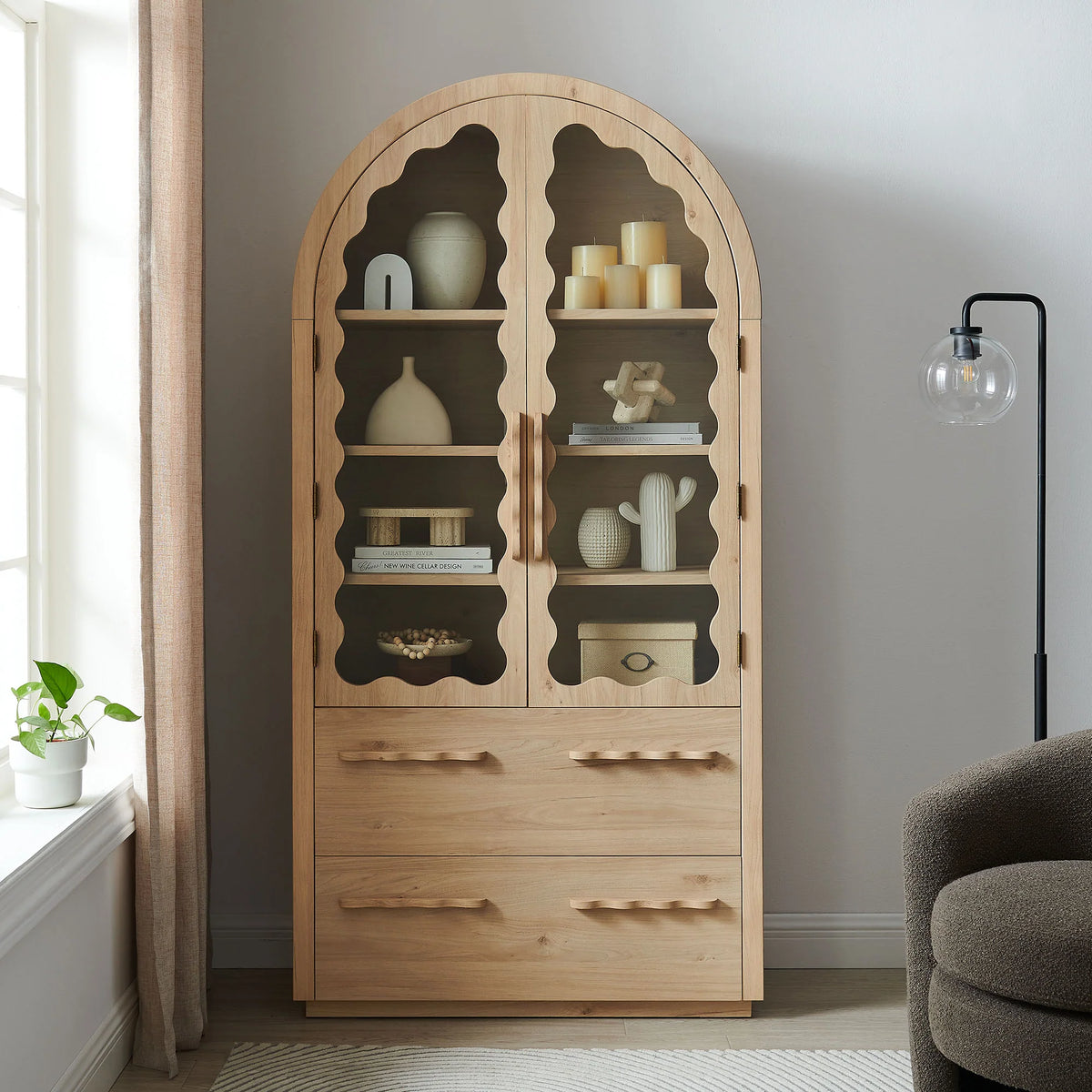 Rory 76 Inch Arched Kitchen Pantry Cabinet