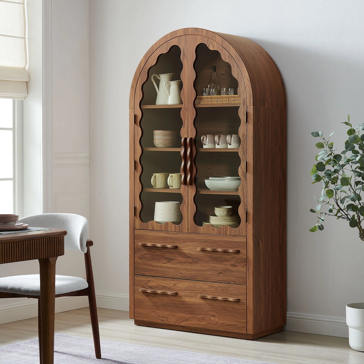 Rory 76 Inch Arched Kitchen Pantry Cabinet