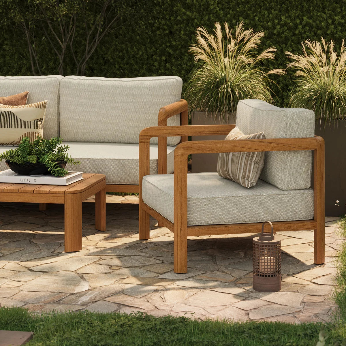 Kona 5-Piece Outdoor Teak Wood Patio Conversation Furniture Set
