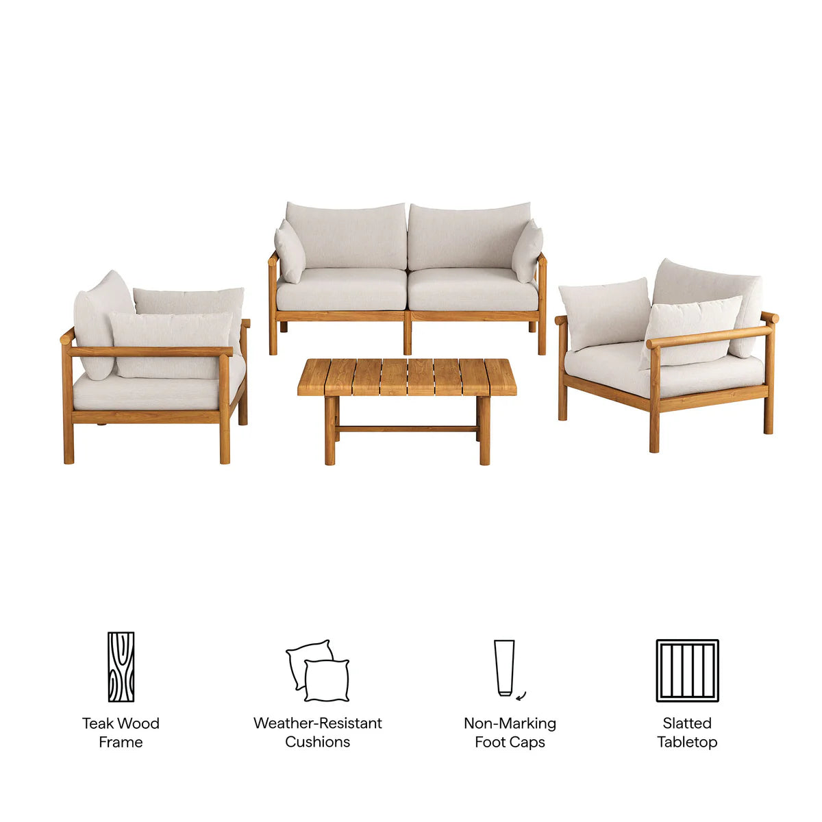 Eleni 4βPiece Outdoor Teak Wood Sofa Set