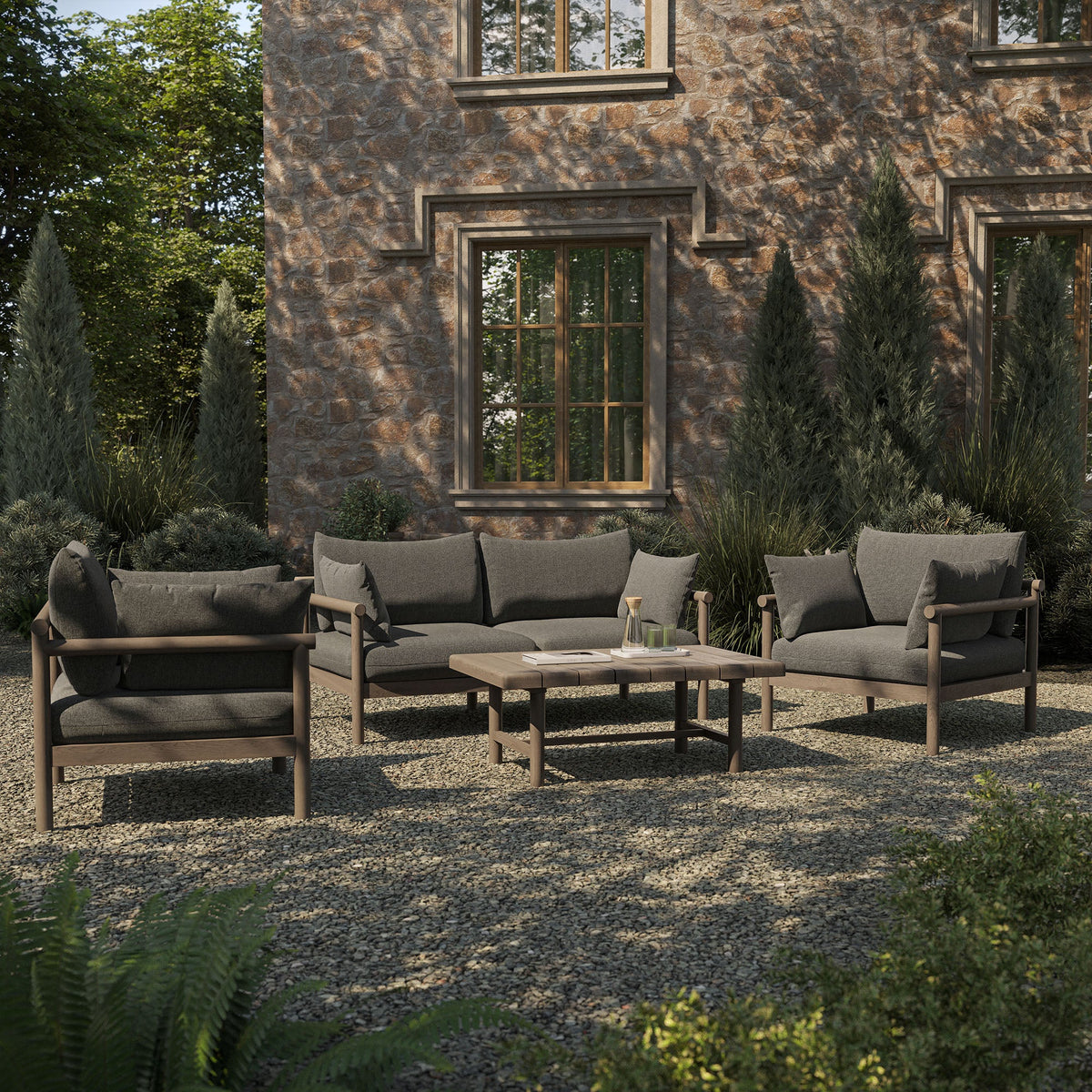 Eleni 4‑Piece Outdoor Teak Wood Sofa Set