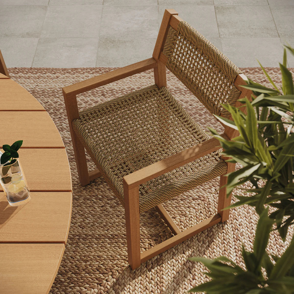 Reed 5-Piece Outdoor Teak Wood Dining Set in Natural