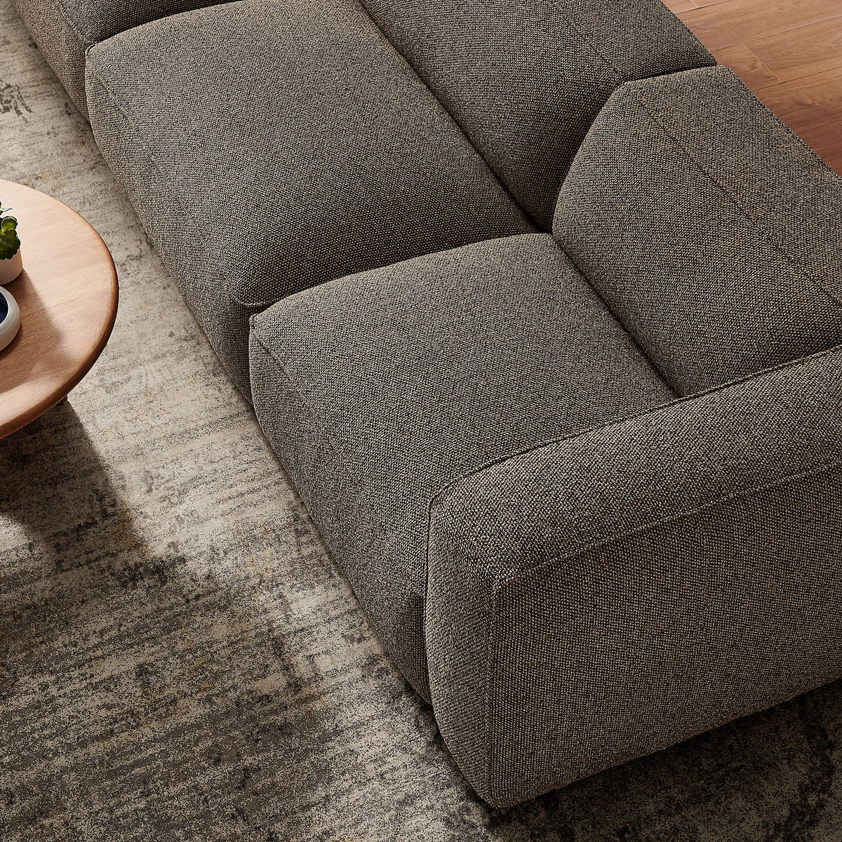 Auren 3 Piece Lattice Bouclé Upholstered Modular Sofa