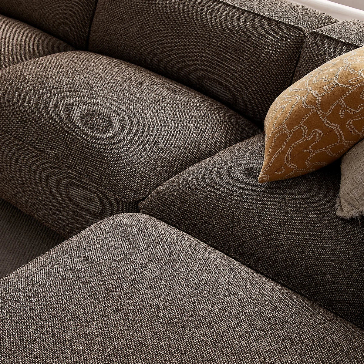 Auren 4 Piece Lattice Bouclé Upholstered Modular Sofa with Ottoman