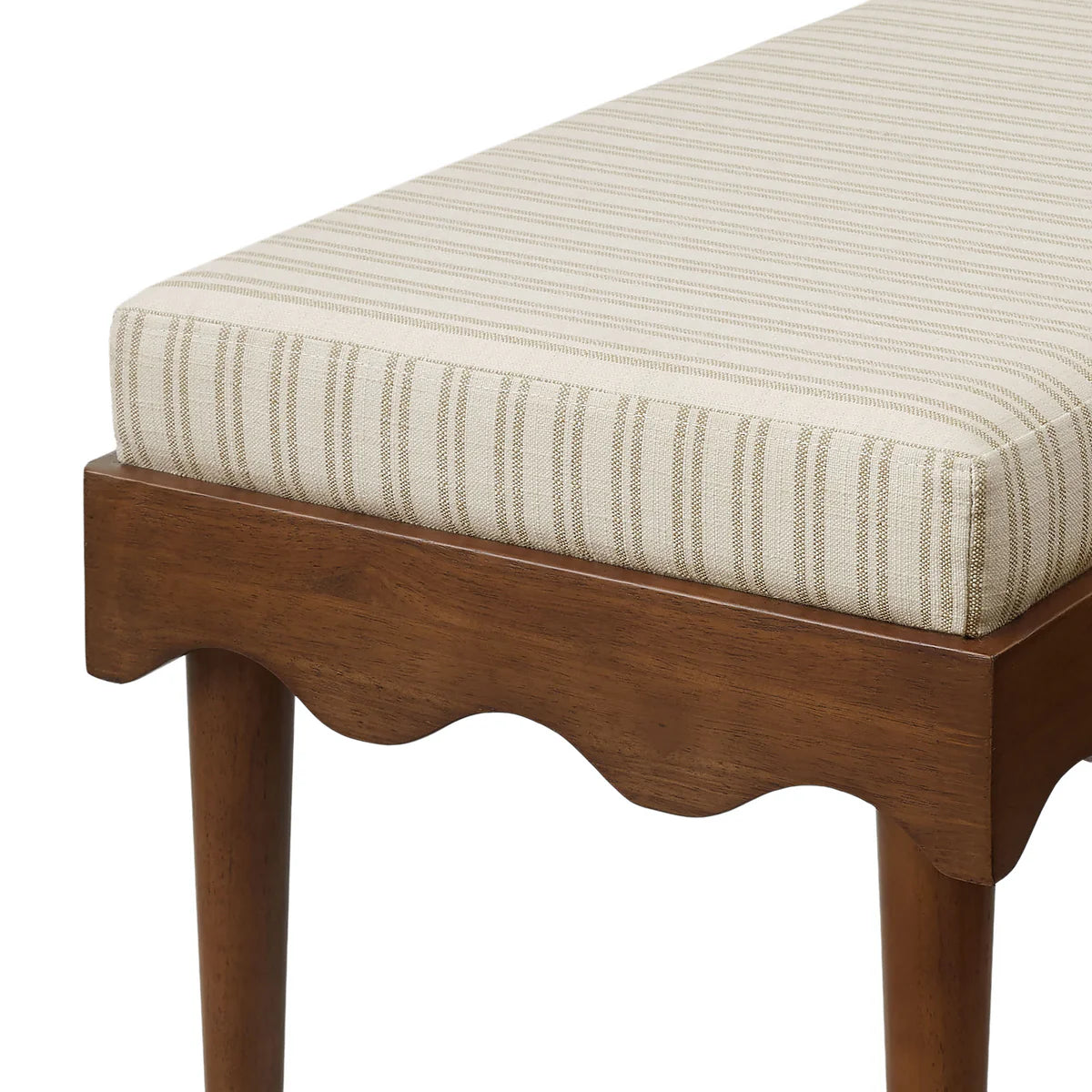 Mirette Scalloped Edge Striped Accent Bench