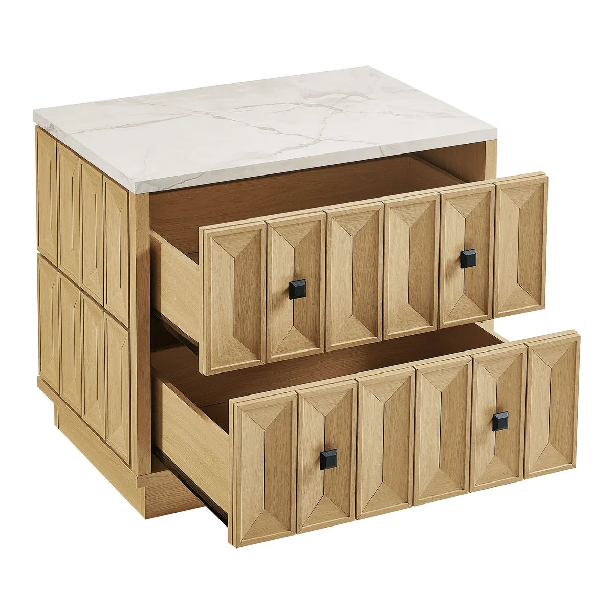 Mabry 23 Inch Geometric Faceted Two‑Drawer Nightstand