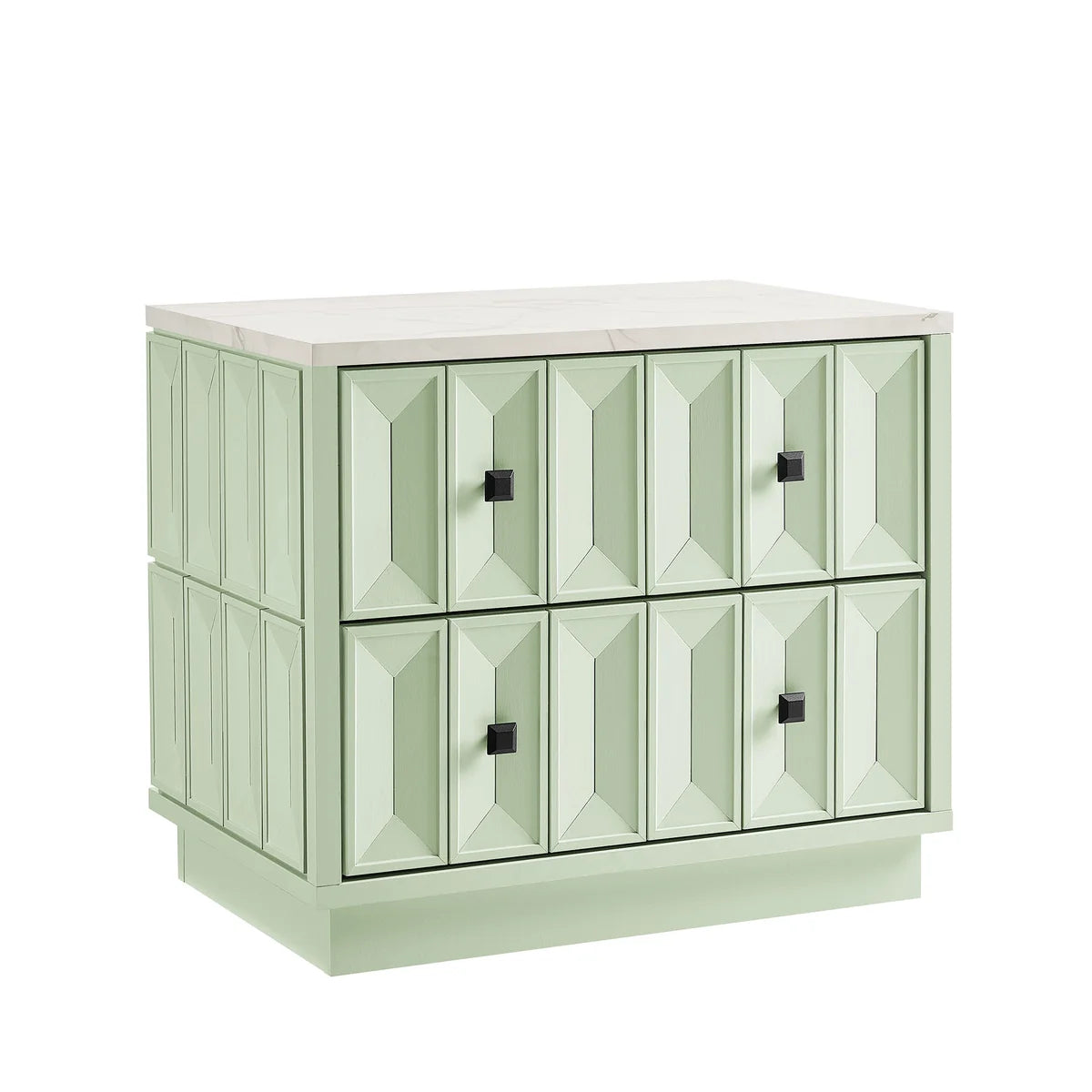 Mabry 23 Inch Geometric Faceted Two‑Drawer Nightstand