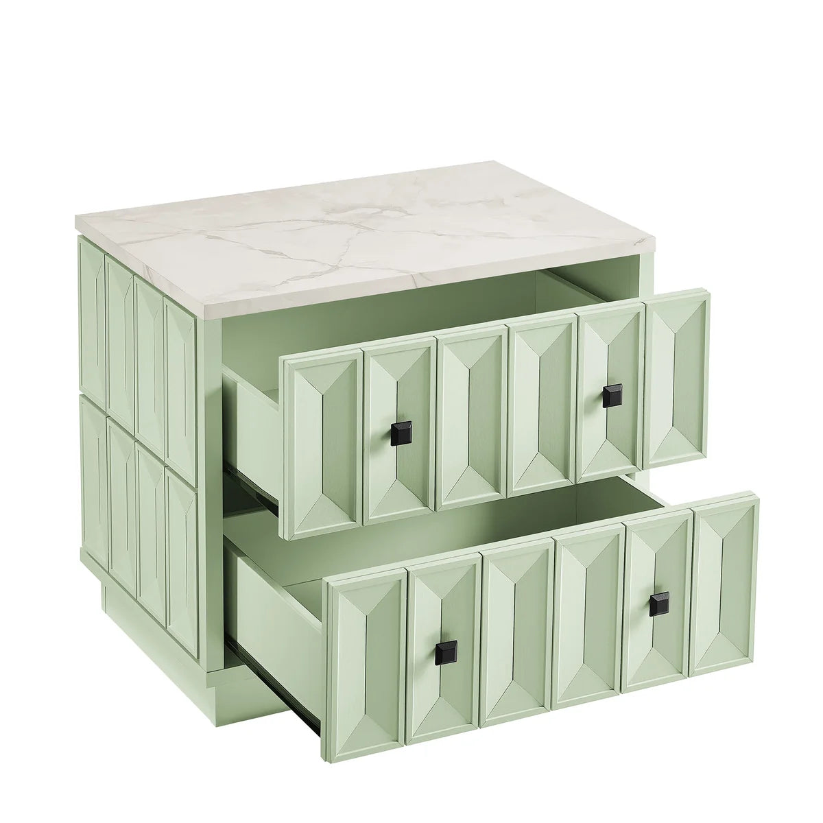 Mabry 23 Inch Geometric Faceted Two‑Drawer Nightstand