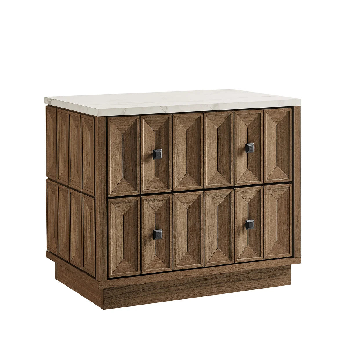 Mabry 23 Inch Geometric Faceted Two‑Drawer Nightstand