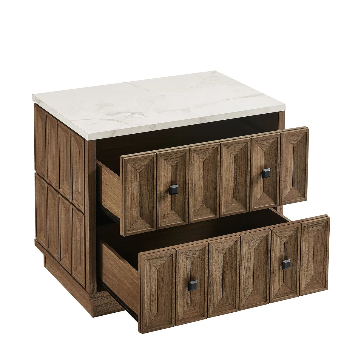 Mabry 23 Inch Geometric Faceted Two‑Drawer Nightstand