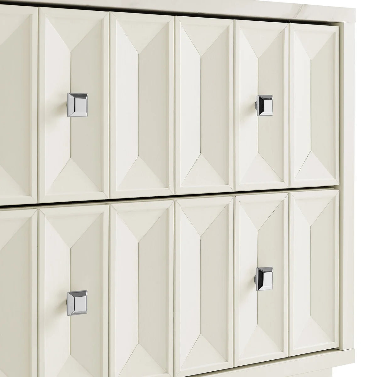 Mabry 23 Inch Geometric Faceted Two‑Drawer Nightstand