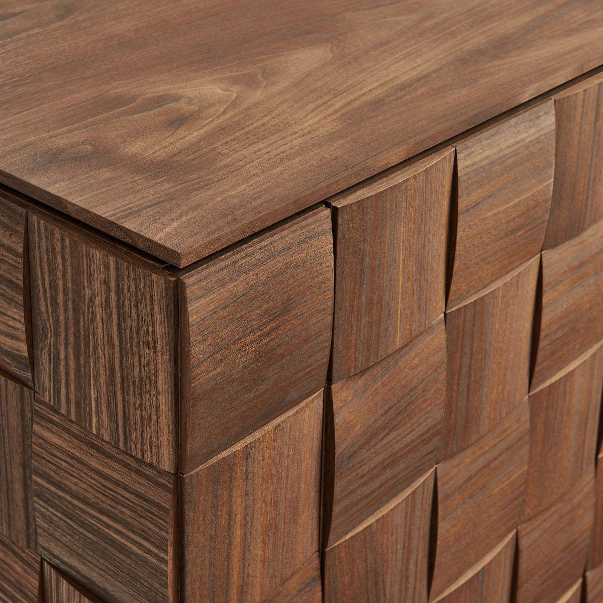 Duskin 39 Inch Geometric Block Tall Storage Cabinet Walnut