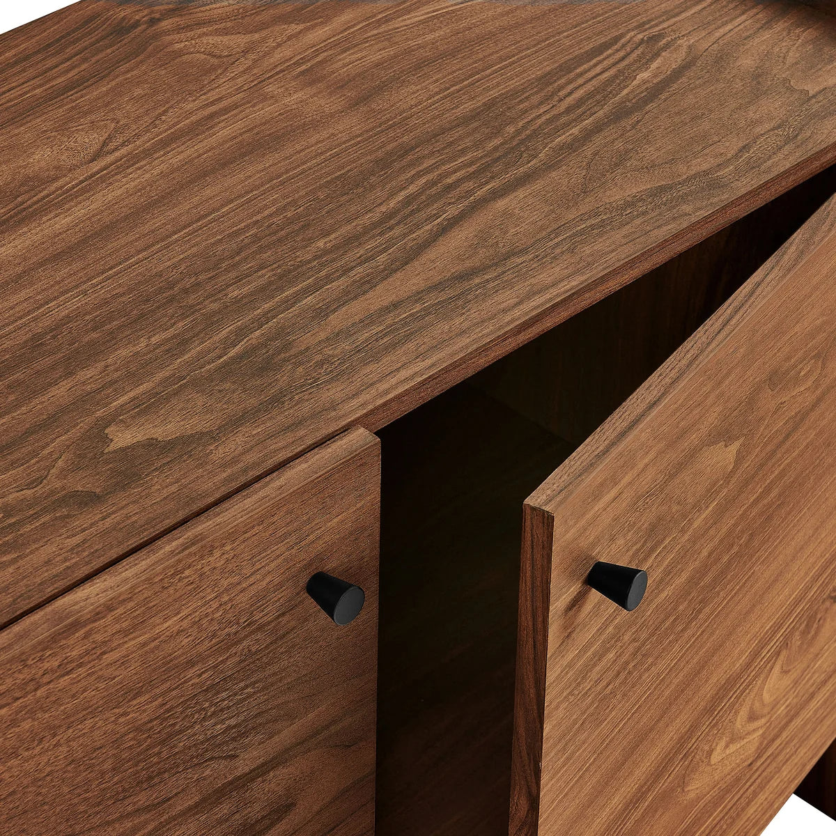 Yarrow 77.2" Fluted Four-Door TV Stand - Walnut Finish
