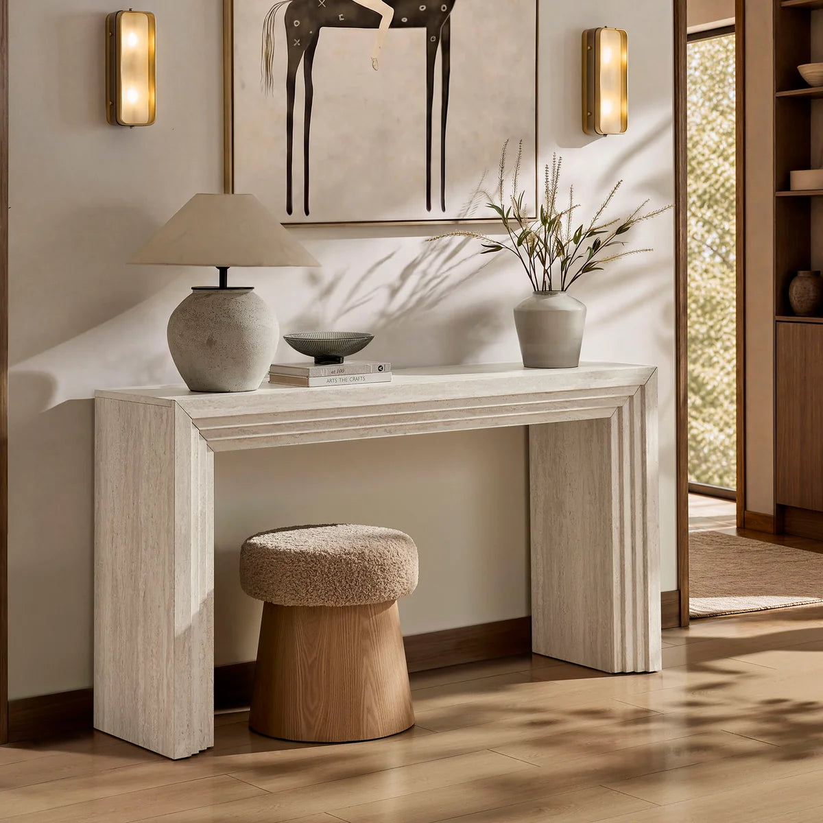 Olney 63 Inch Fluted Console Table Walnut