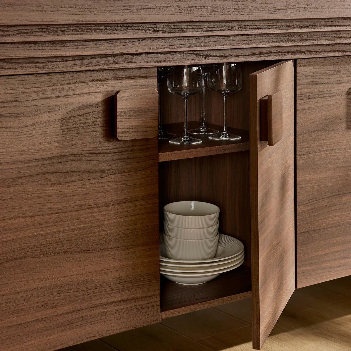 Olney 4‑Door Fluted Sideboard Walnut