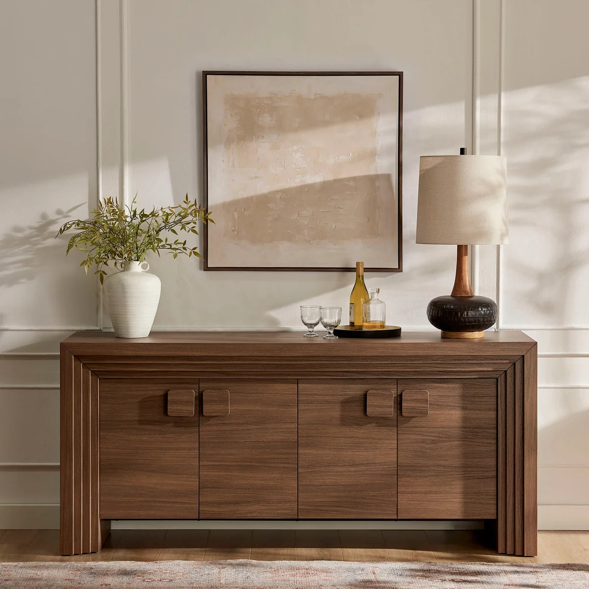 Olney 4‑Door Fluted Sideboard Walnut