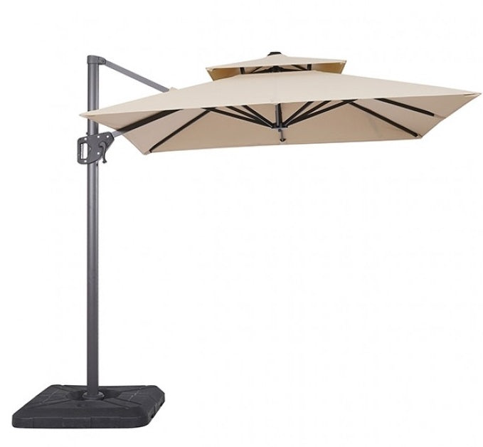 Fida 8 Ft Square Umbrella with Double Top + 37" Large Base – Stylish and Durable Outdoor Shade Solution