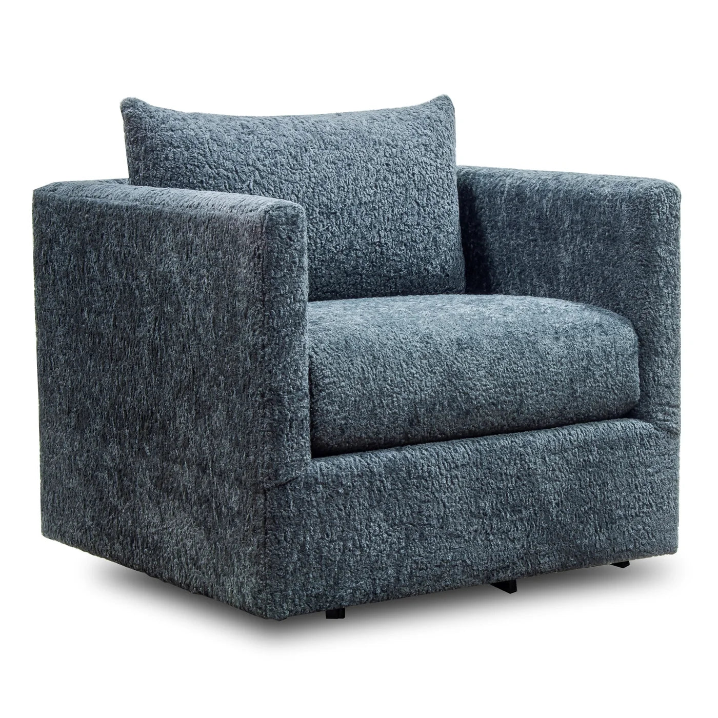 Wilmer Swivel Chair | Aries Charcoal Plush Fabric on Swivel Base – Stylish and Comfortable Swivel Chair for Modern Living Spaces