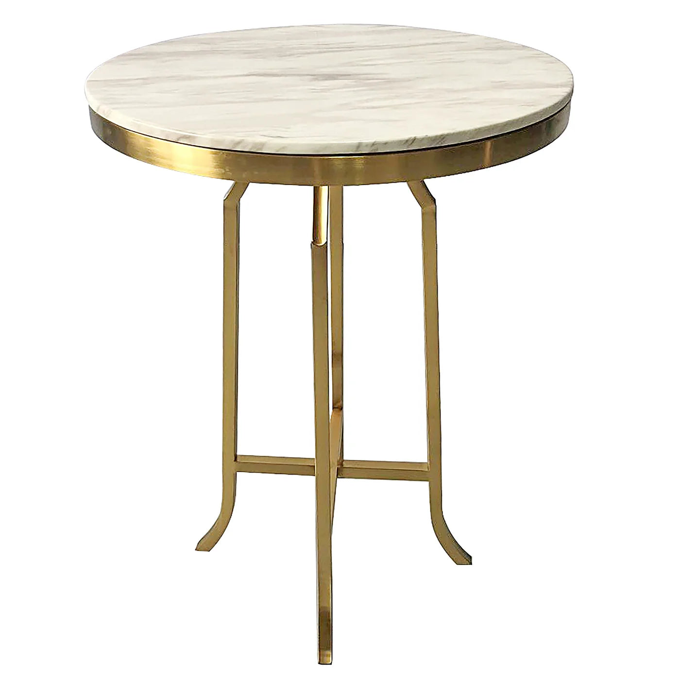 Fillmore Bar Table | Brushed Gold Finish on Metal with Veneer Marble Top β Elegant and Modern Bar Table for Contemporary Spaces