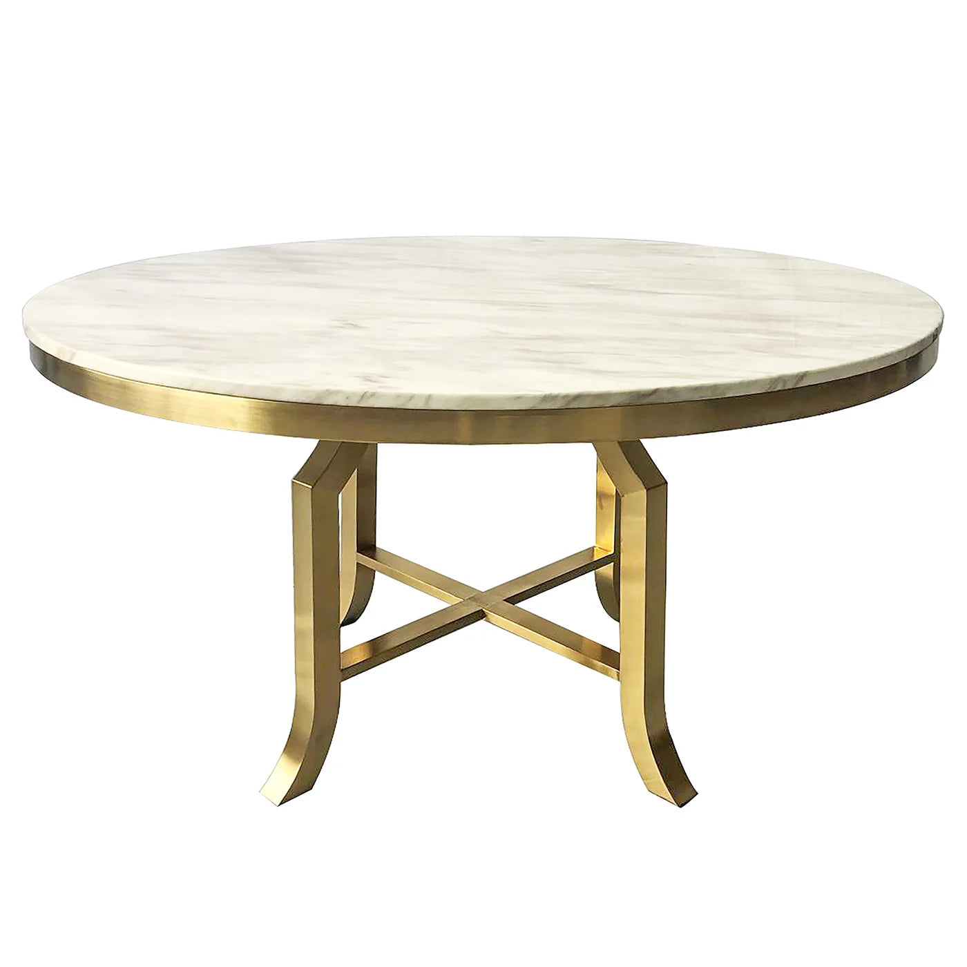 Fillmore Dining Table | Brushed Gold Finish on Metal with Veneer Marble Top β Sophisticated and Modern Dining Table for Contemporary Interiors