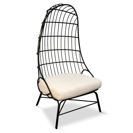 Hull Chair | Linen Fabric on Black Finish Metal Frame β Modern and Comfortable Accent Chair for Any Living Space