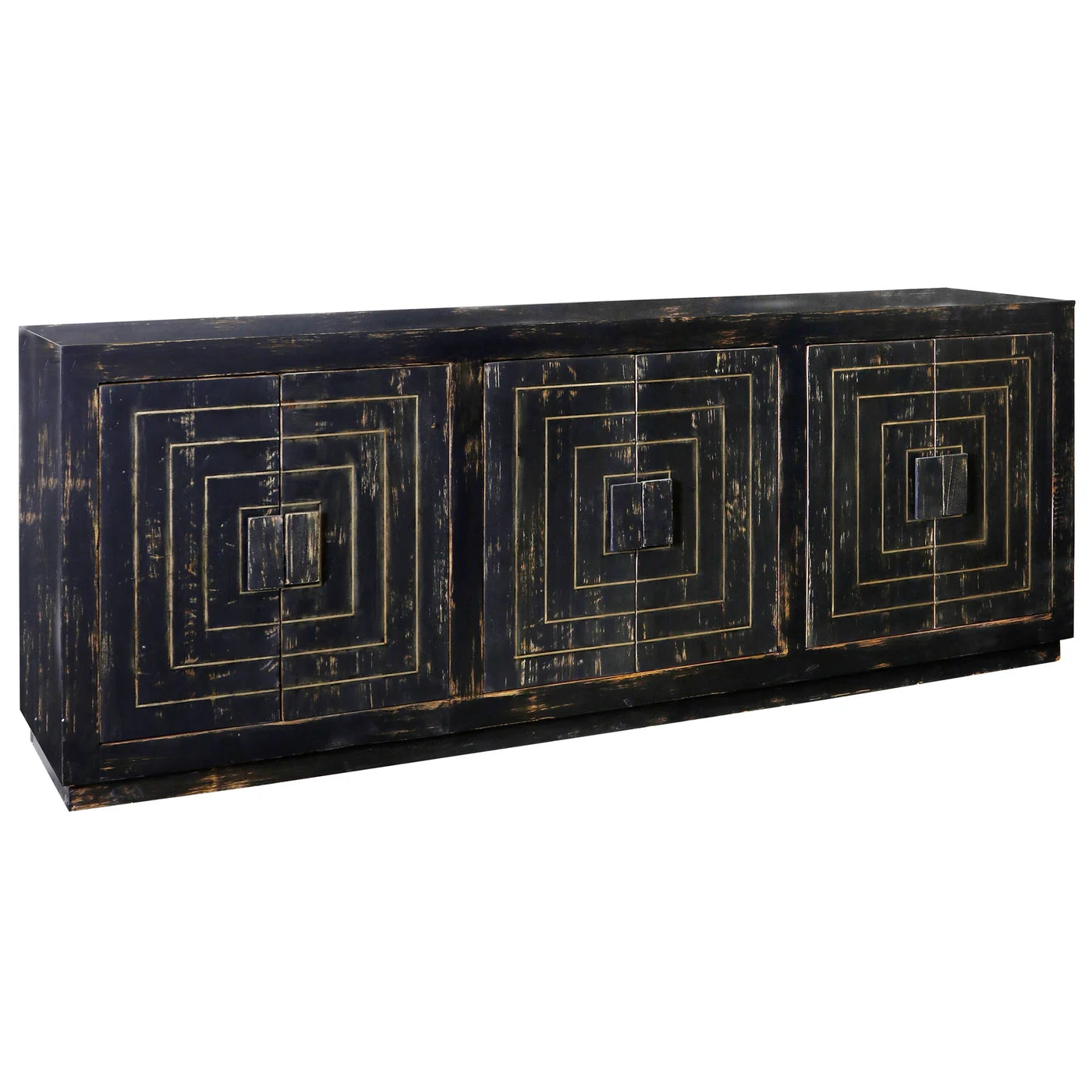 Britton Sideboard β Black Finish on Mango Wood with 6 Doors for a Bold, Modern Look