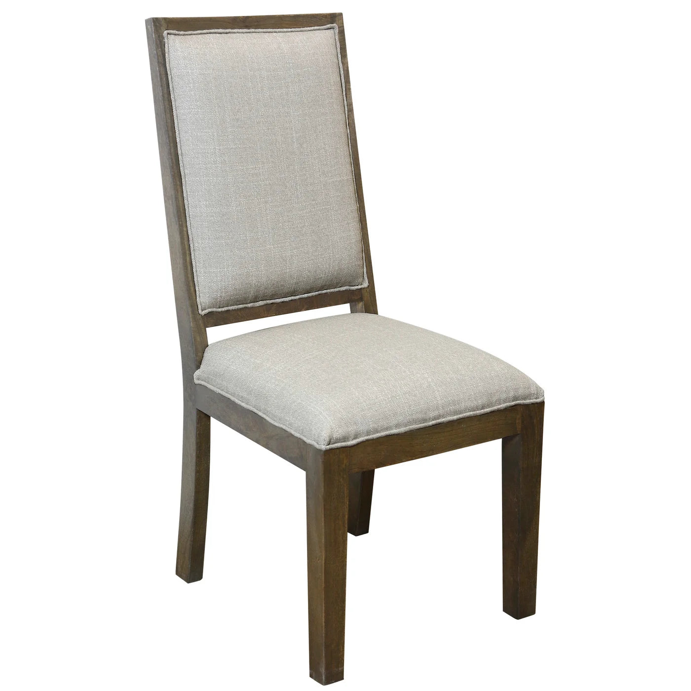 Spencer Dining Chair Set of 2 – Matte Gray Finished Mango Wood with Linen Fabric Upholstery
