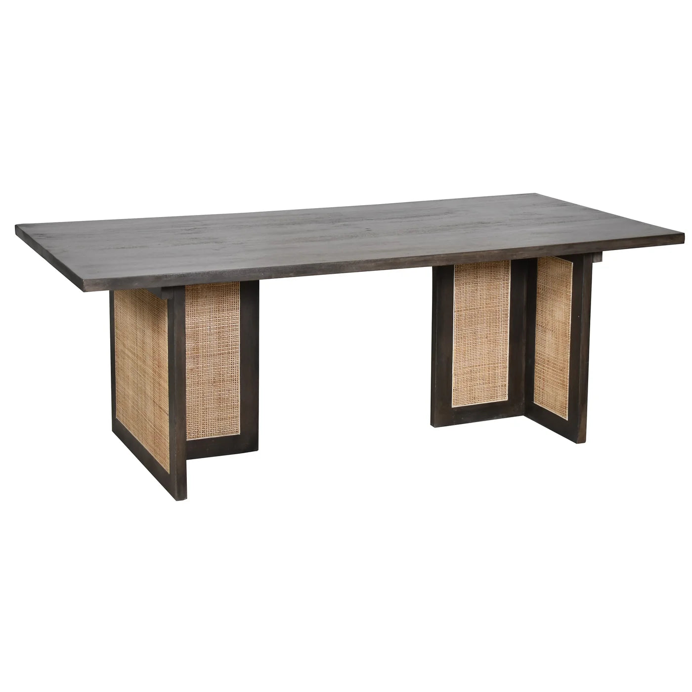 Spencer Dining Chair – Gray Finished Mango Wood with Natural Rattan Legs for a Stylish Look