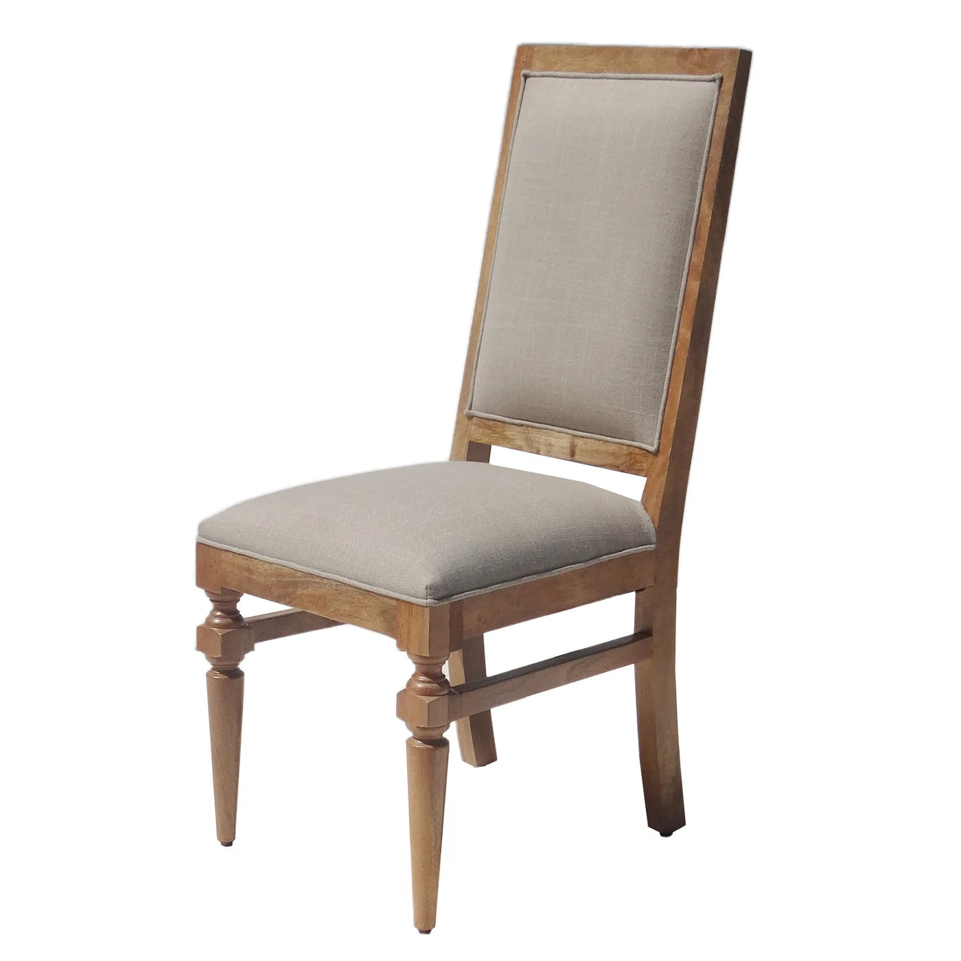 Winston Dining Chair – Natural Finish Mango Wood with Linen Upholstery for Classic Elegance