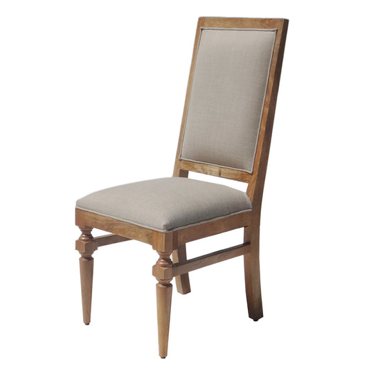 Winston Dining Chair β Natural Finish Mango Wood with Linen Upholstery