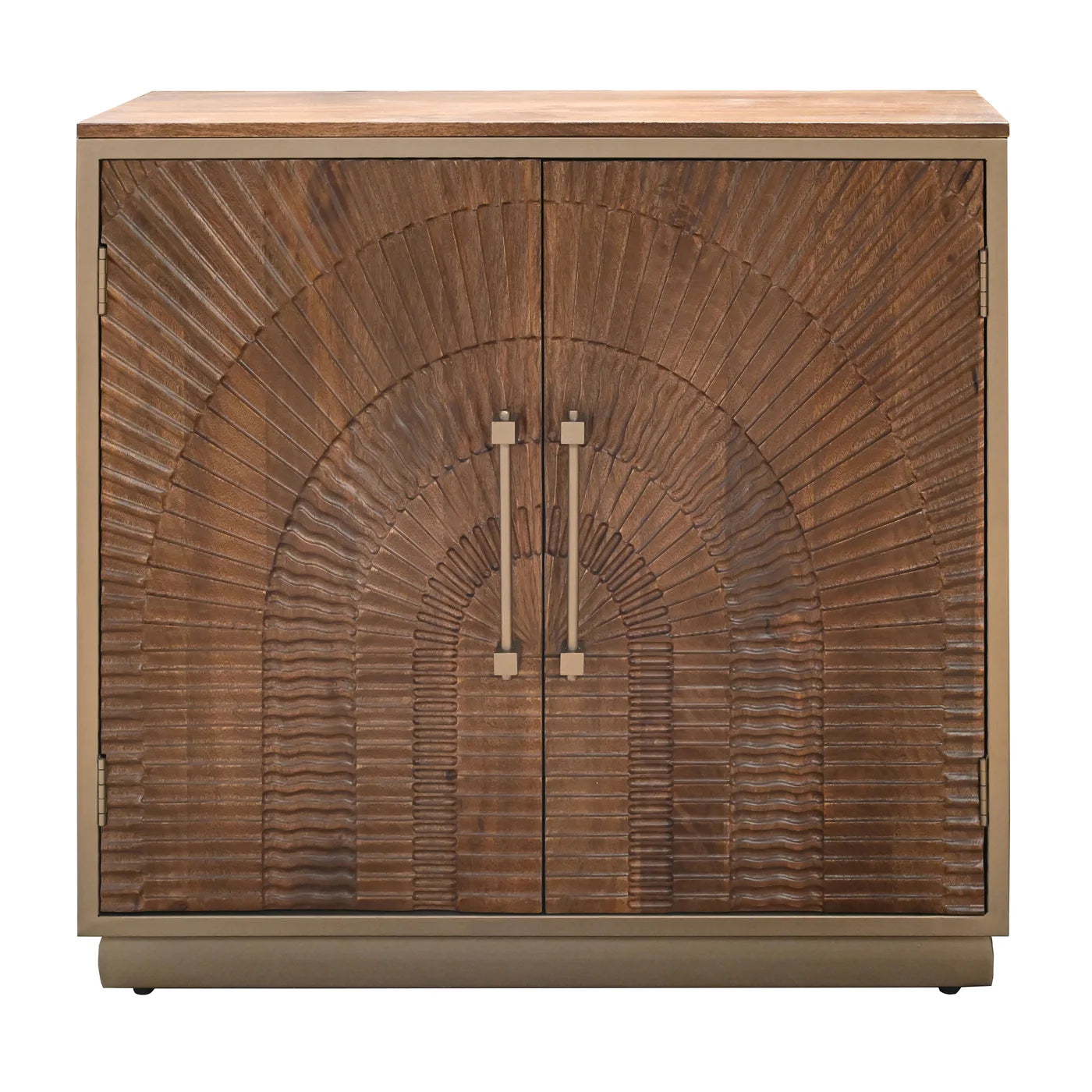 Rayan Cabinet – Small Dark Walnut Finish on Mango Wood with Bronze Details, 2 Door Design