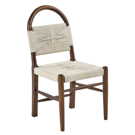 Amiel Dining Chair Set of 2 β Cream Rope on Walnut Finished Mango Wood Frame