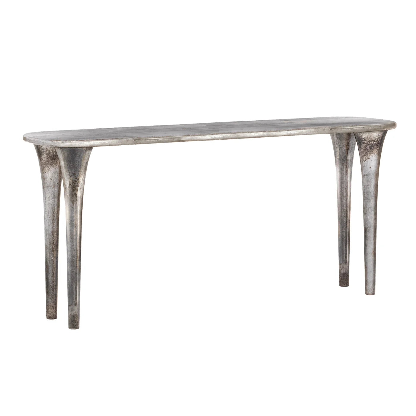 Aldis Console Table β Elegant Silver Finished Metal with Mango Wood Frame