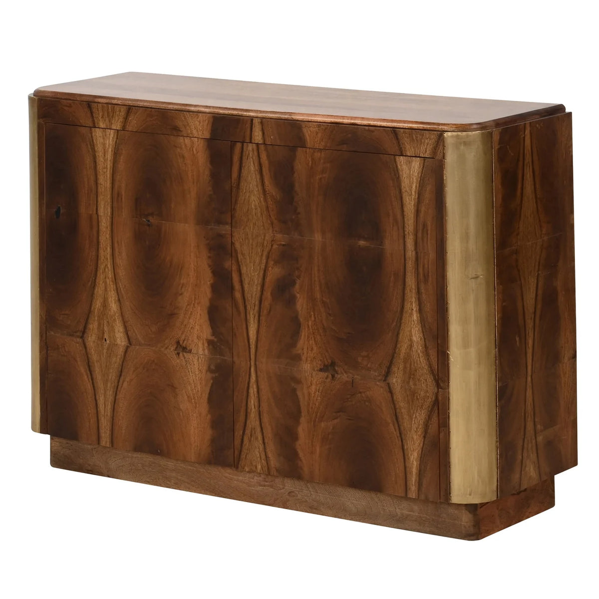 Nebula Cabinet Walnut Veneer Mango Wood Brass Detail 2 Door