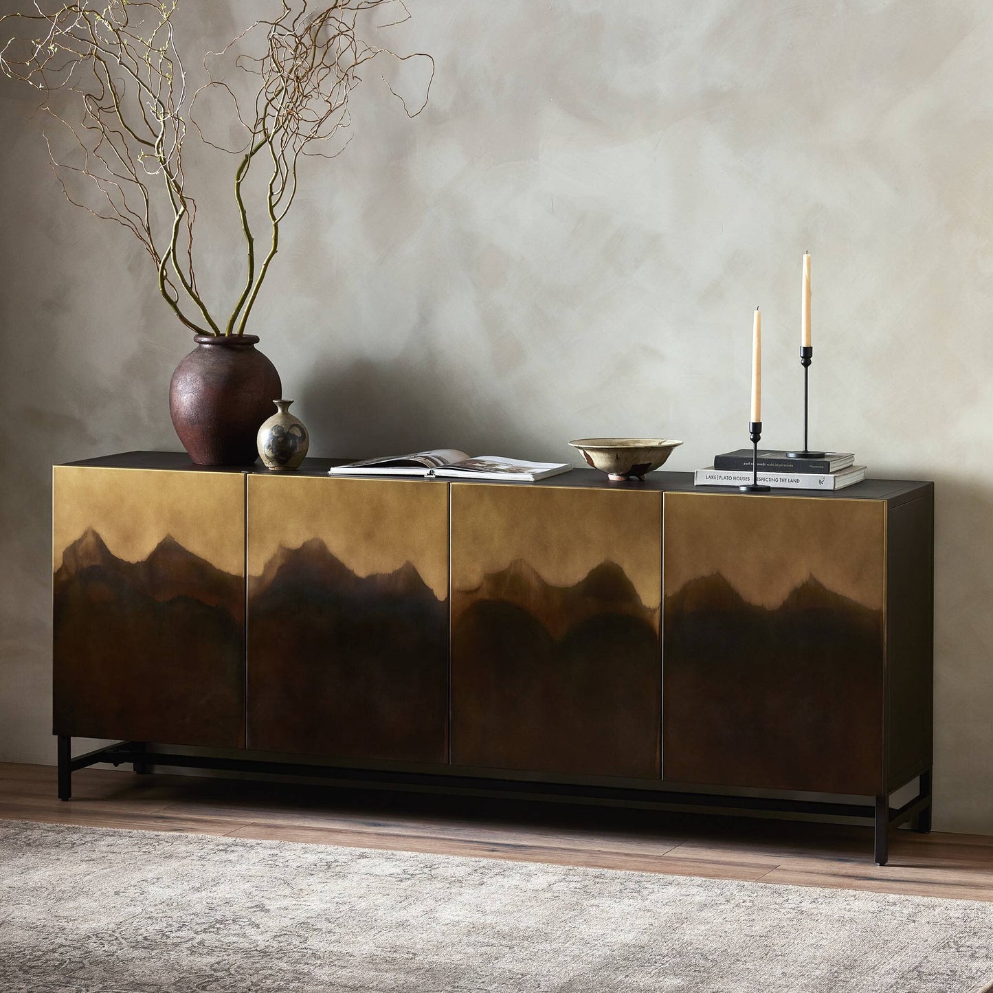Stormy Aged Brown Iron 6βDoor Sideboard